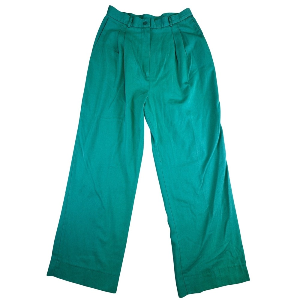 Vintage Via Sant Andrea Pants Women's Size 12 Fits Size 0 Green Pleated Wide Leg